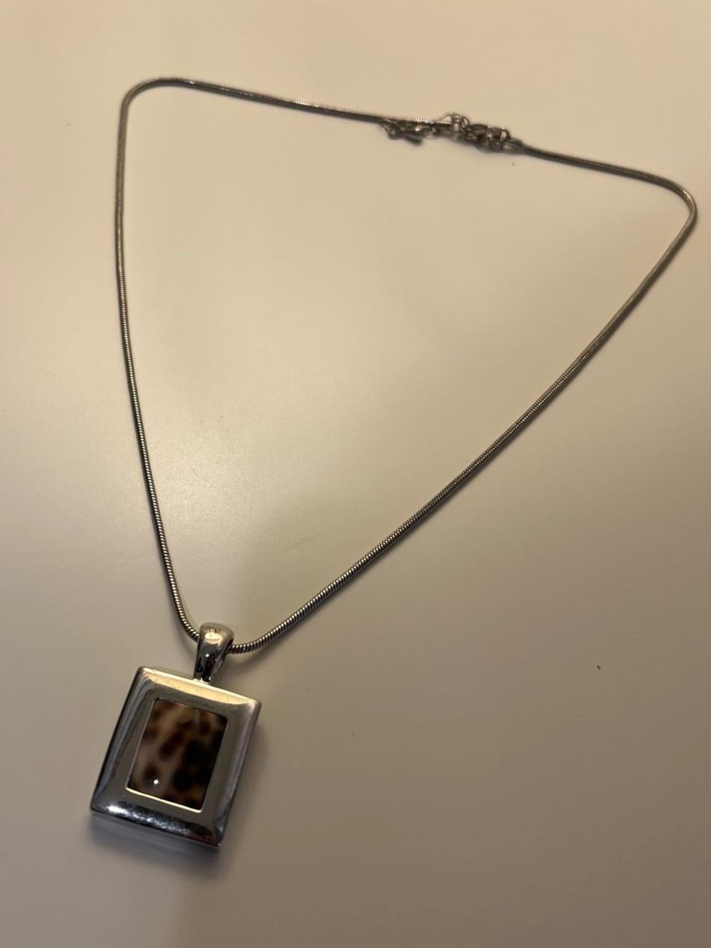 Silver Cheetah Pendant Necklace